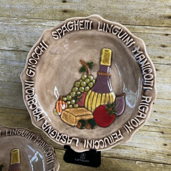 Pasta Bowl(Set of 4)-Hand-Painted Decorated-Spaghetti, Linguini, Manicotti Theme - Picture 3 of 6